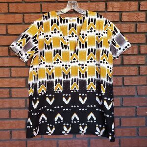 African Dashiki Traditional Short Sleeve V Neck Shirt Midget Giraffe Size S M